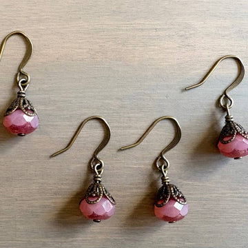 Earthen Beauty Simple Drop Earrings in Raspberry