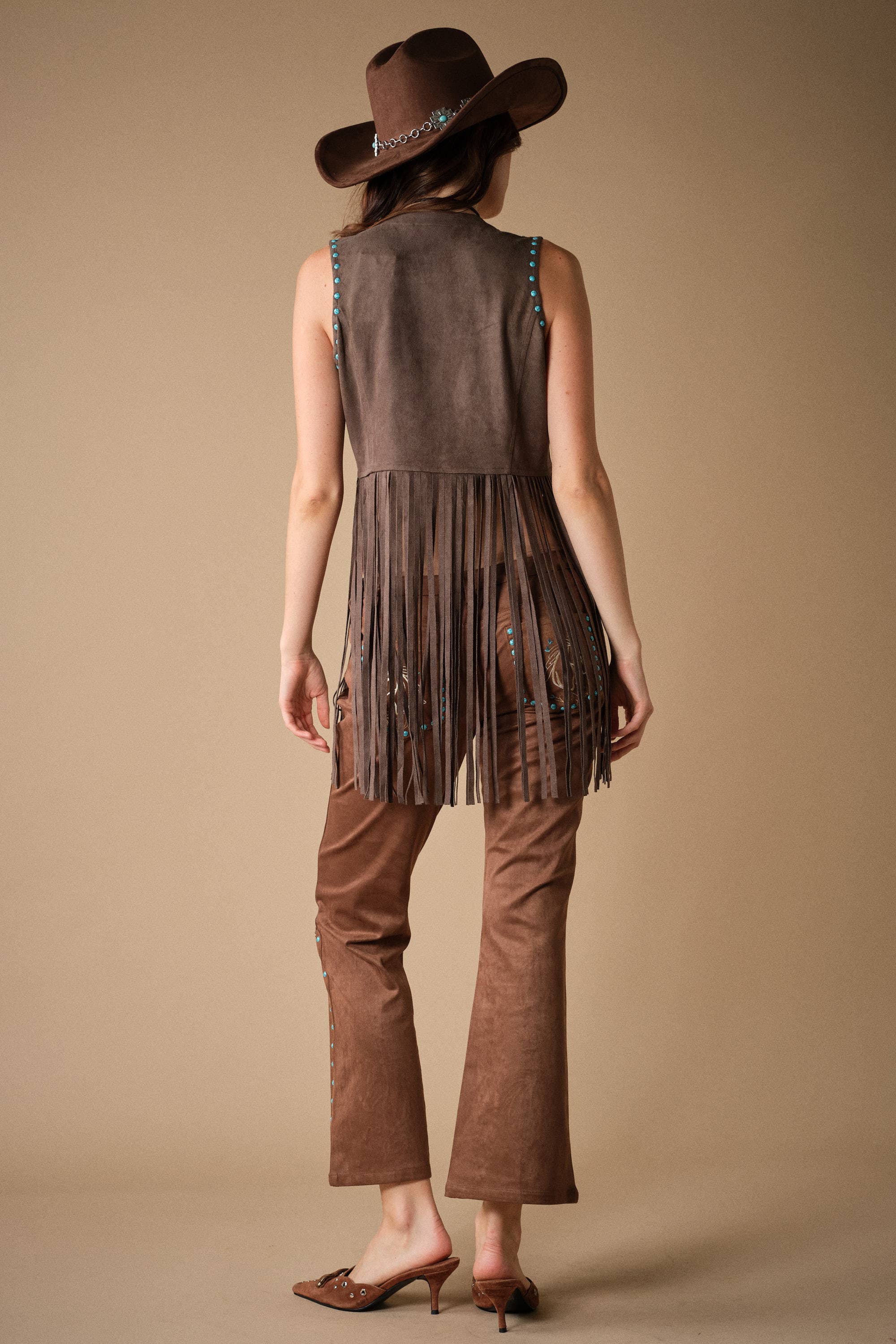 Western Horse Embroidery Fringe Vest