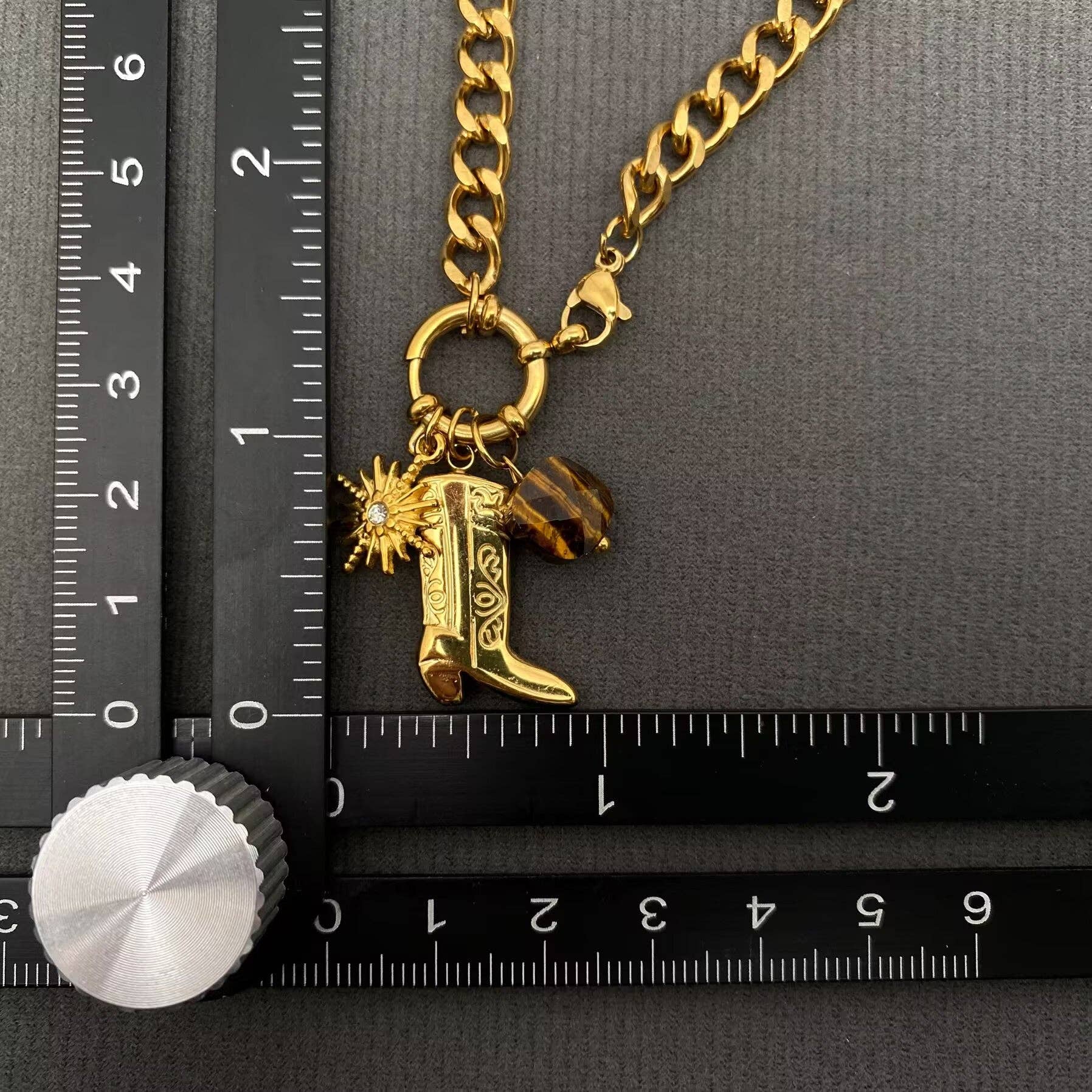 Western Boot Charm 18K Gold Plated SS Necklace