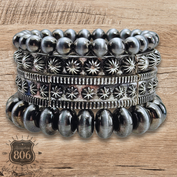 Silver cuff bracelet set