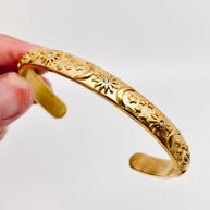 18K GP S Steel Star Moon Sun Cuff