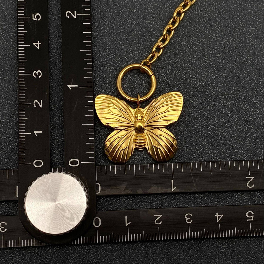 Butterfly 18K GP Steel Buckle Necklace