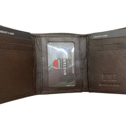 Double Stitch Leather Trifold Wallet