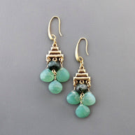 Geometric green chalcedony earrings