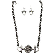 Horsebit Buffalo Coin Western Necklace Earrings Set