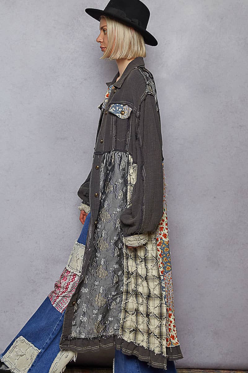 Patchwork Maxi Length Jacket