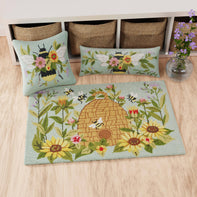 Floral Bee w/Hive Hook Pillow - Susan Winget