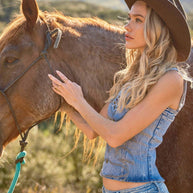 Western Buckle Strap Denim Top