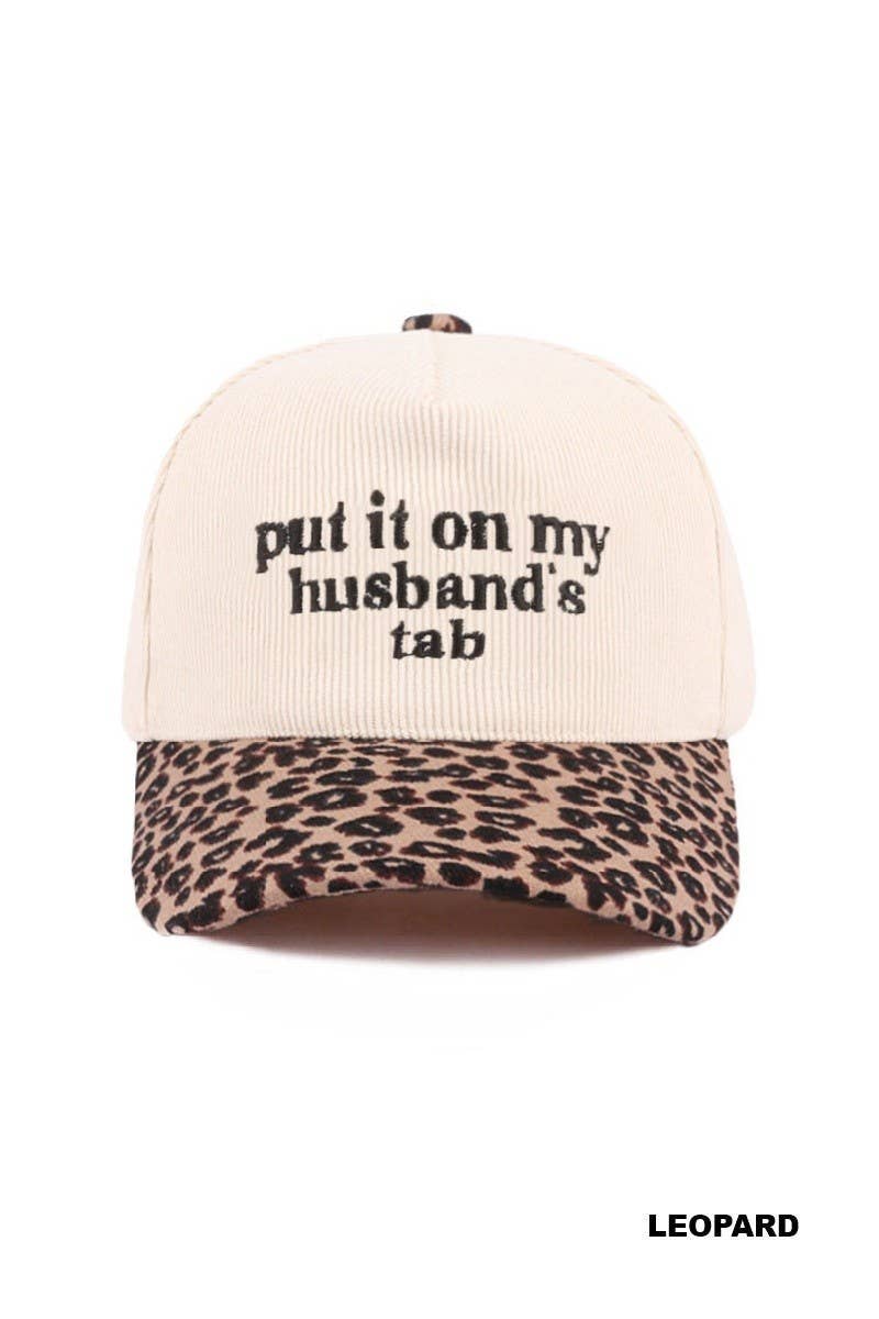 Put It On My Husband's Tab Two Tone Corduroy Cap