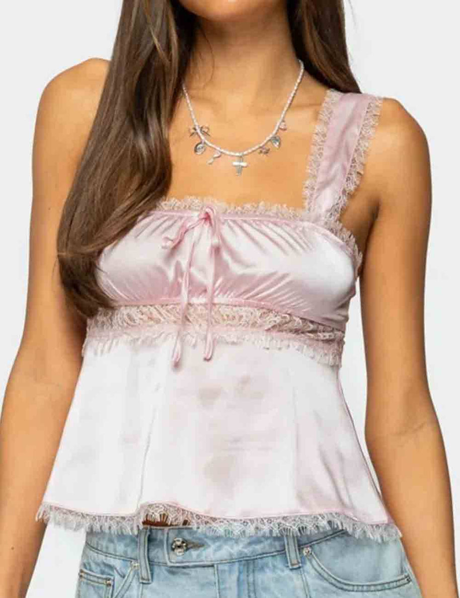 Backless Babydoll Tank Top, Light Pink