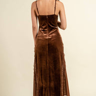 Velvet Slip Dress, Brown