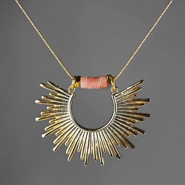 Golden Sun w/ Semi Precious Heishi Beads Necklace