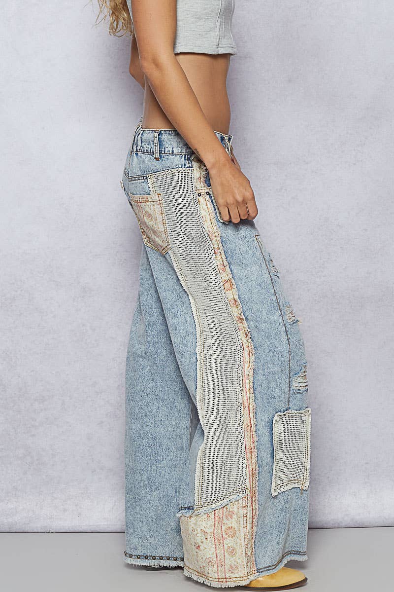 Patchwork & Stud Jeans