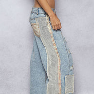 Patchwork & Stud Jeans
