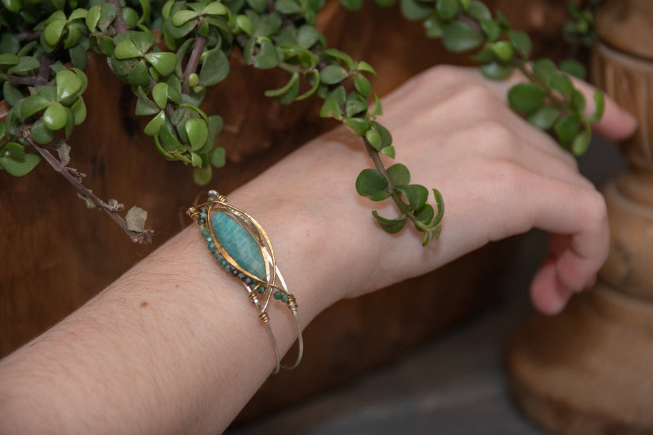 Amazonite Eye Cuff Bracelet