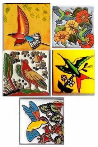 Hand-painted Birds tile assortment