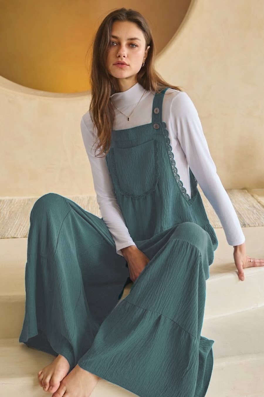 Tired Wide Leg Overall