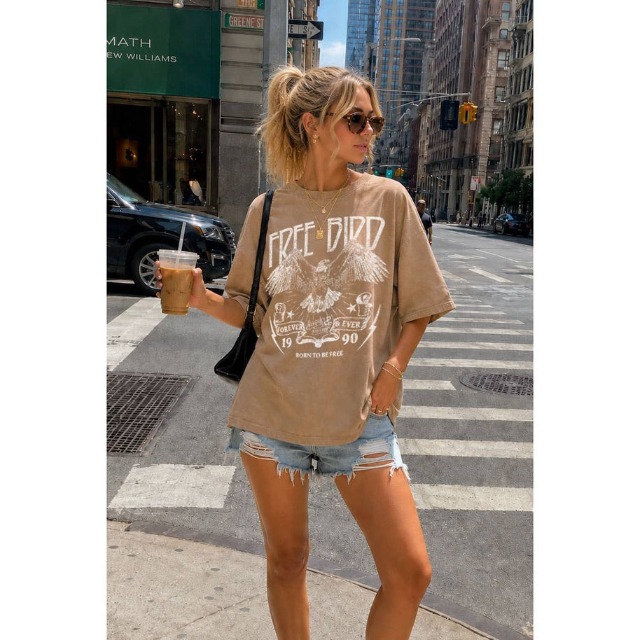 Free Bird Oversized Mineral Washed T-Shirt