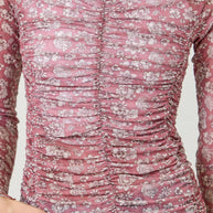 Lettuce Hem Mesh Print Top