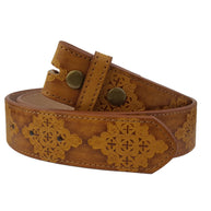 Hand Painted Tooled Belt, Round Buckle