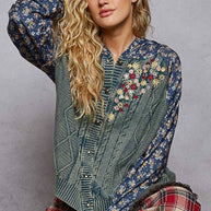 Embroidered Floral Patwork Sweater
