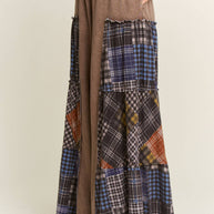 Mineral Washed Tiered Plaid Wide Flare pants HP6675