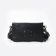 Spaghetti Western Leather & Fringe Envelope Purse, Black
