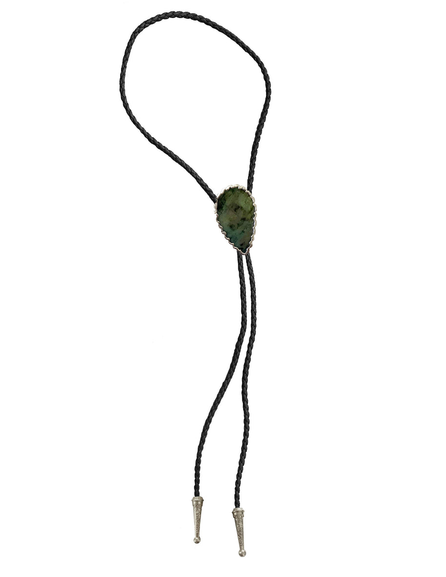 Emerald Bolo Tie, Silver Accents