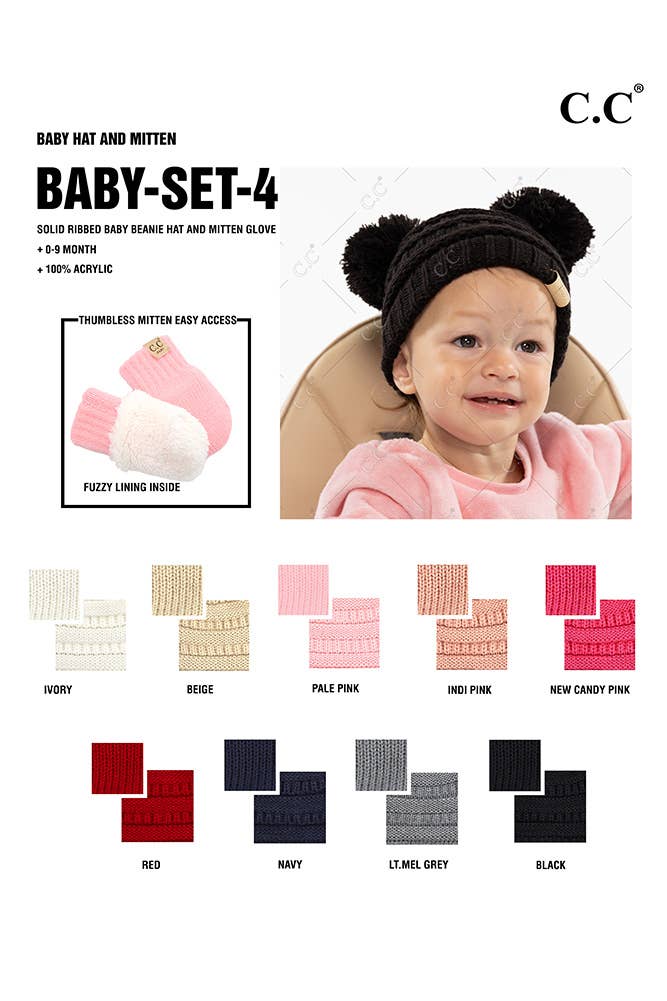 C.C Baby Pom Beanie and Mitten Set