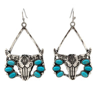 Longhorn Turquoise Cabochon Bohemian Hanging Earrings