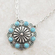 Concho Pendant Chain Layered Necklace