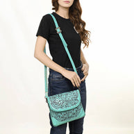 Hand-Tooled Floral Leather Envelope Purse, Multiple Colors