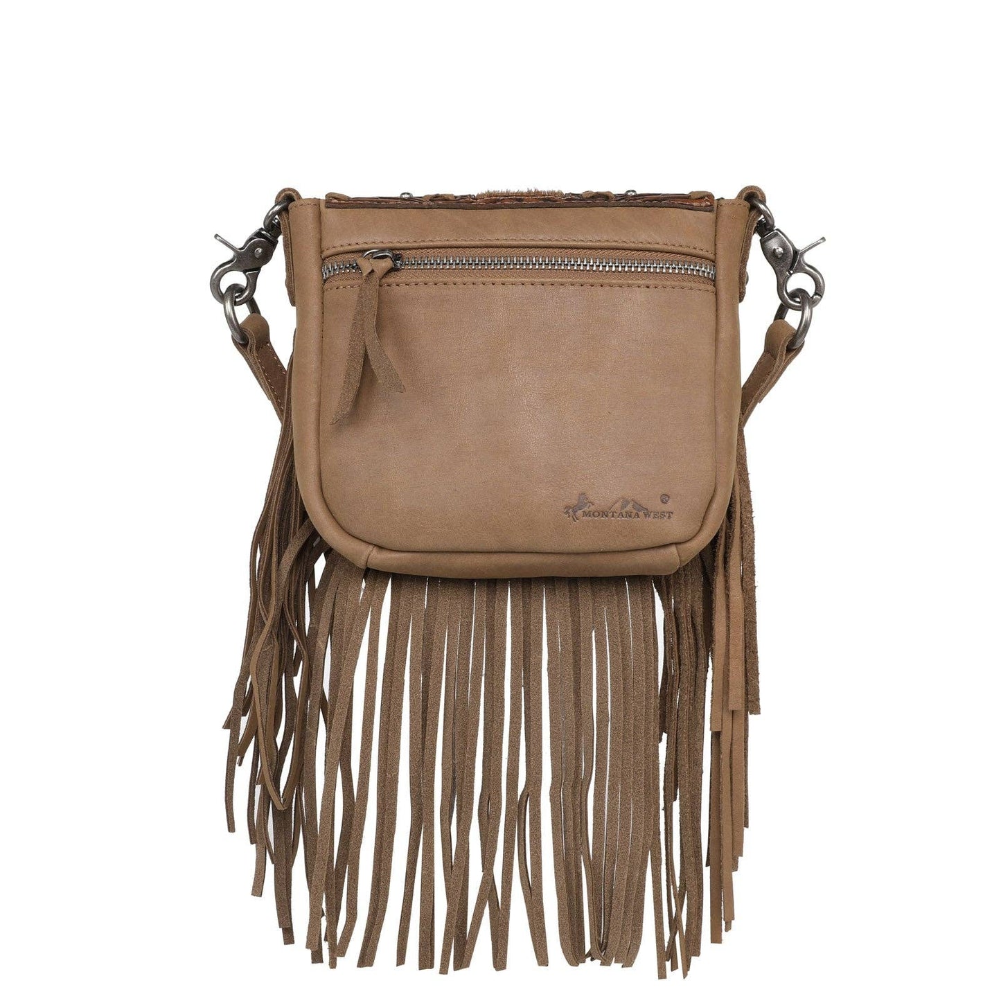 Genuine Leather Tooled Purse with Fringe