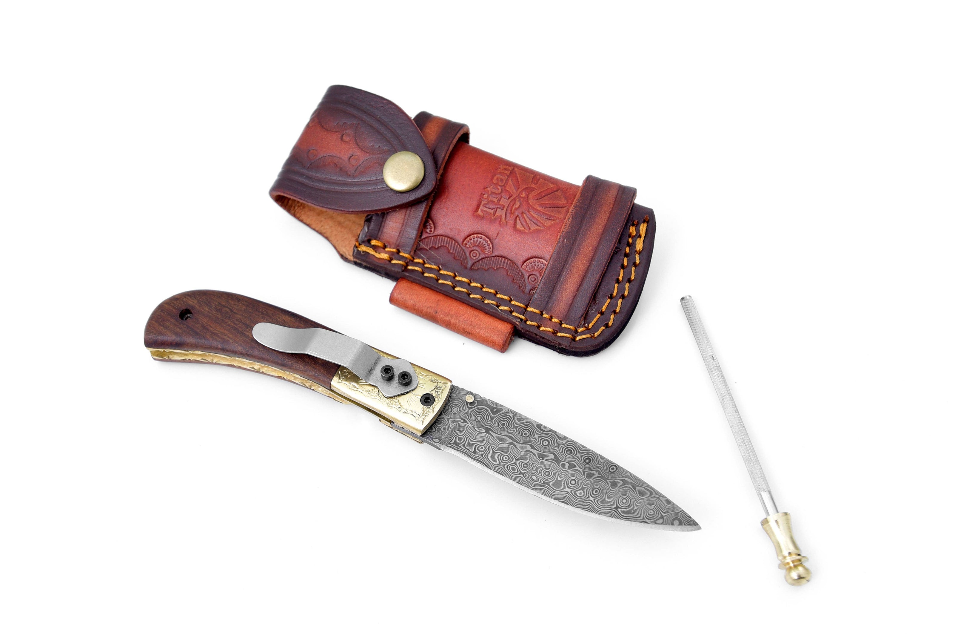 Titan Nebula Cascade Damascus Steel Pocket Knife