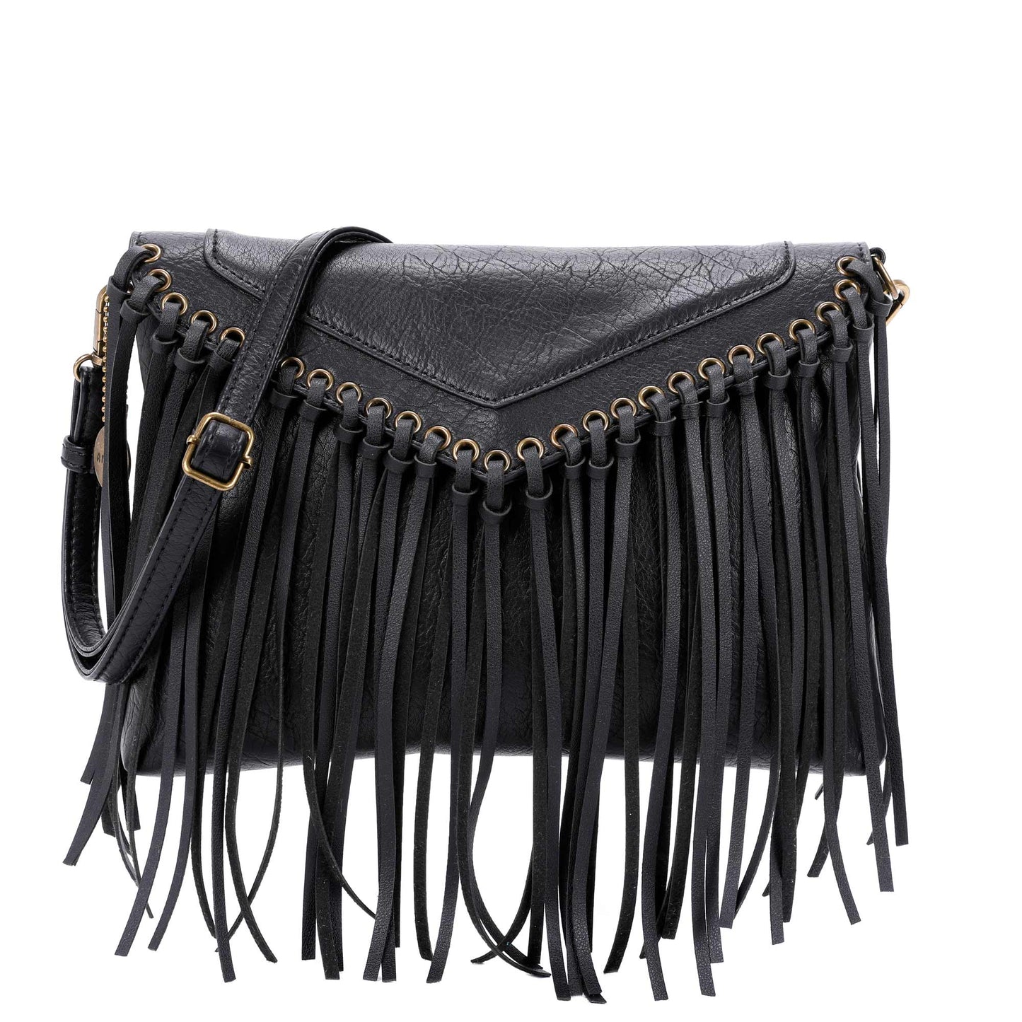 Dallas Classic Vegan Leather Western Fringe Crossbody Bag