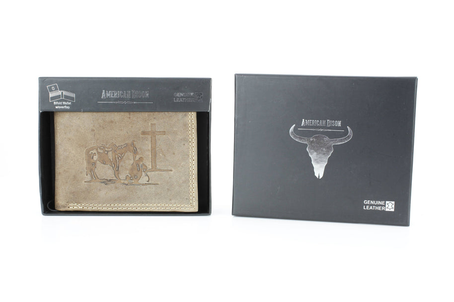 Men’s Bi-Fold Wallet with Praying Cowboy Emboss