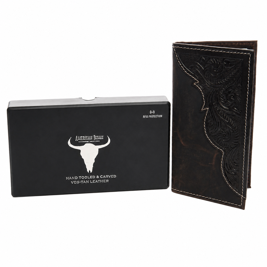 Oil Pull Up Tooled Leather Accent Rodeo Wallet
