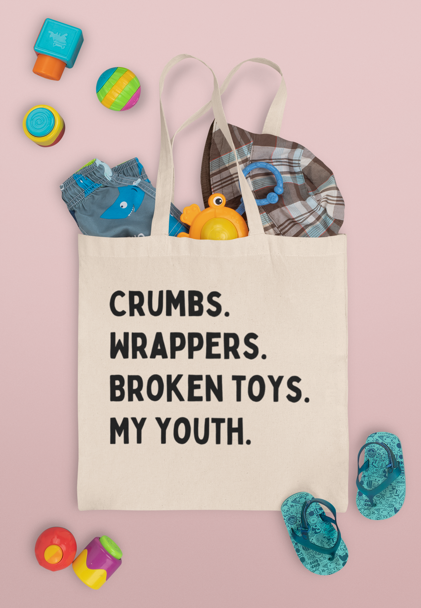 Crumbs, Wrappers, Broken Toys, My Youth Mom Canvas Tote Bag