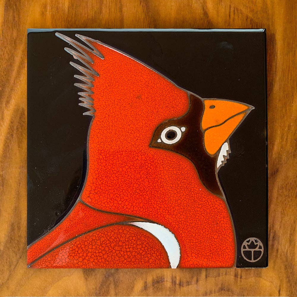 Cardinal Hand Glazed Art Tile Trivet