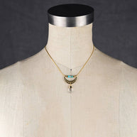 Moon Phase Necklace w/ Turquoise Jasper & Crystal