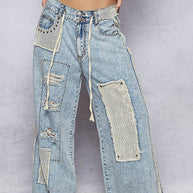 Patchwork & Stud Jeans