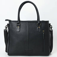 Handmade Western Leather Tote Bag with Hair-On Cowhide & Fringe