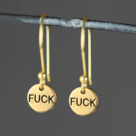 Hand Stamped Fu*k Dangling Earrings