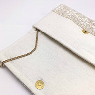Cream Floral Beaded Clutch