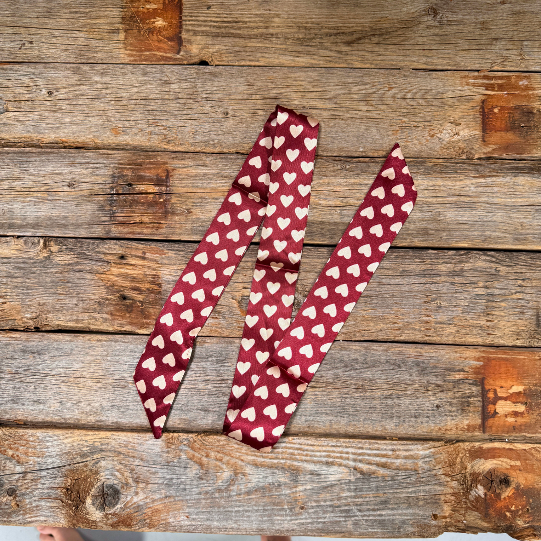 Burgundy and Cream Western Skinny Mini Wild Rag / Cowgirl Necktie #TW334
