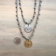 Galaxy Crystal Crocheted Necklace with Luna Moth Charm