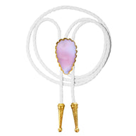 Gemstone Bolo Tie - Pink Opal (Gold)