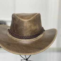 Banjo  Leather Cowboy Western Hat