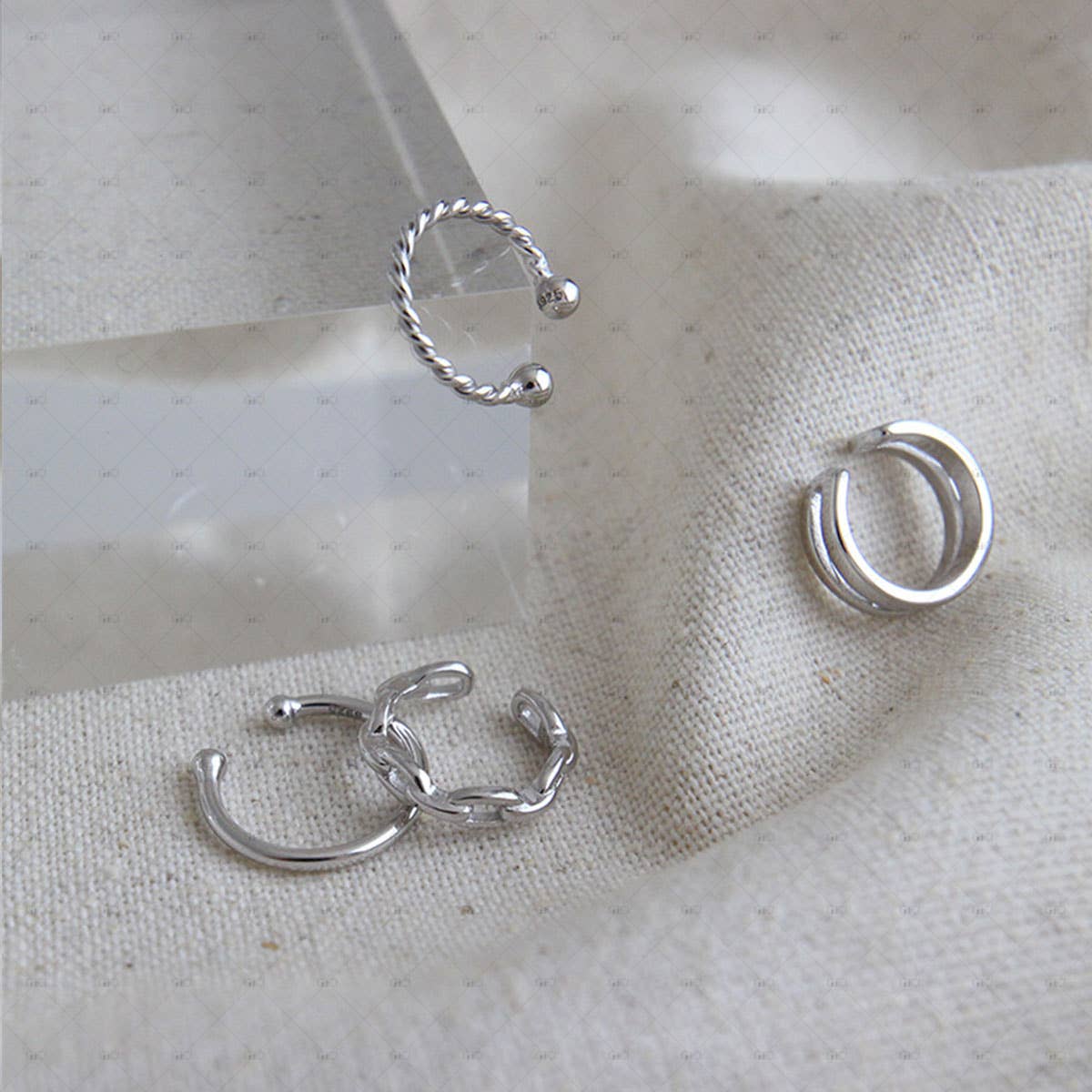 S925 Sterling Silver Double Layer Ear Clip