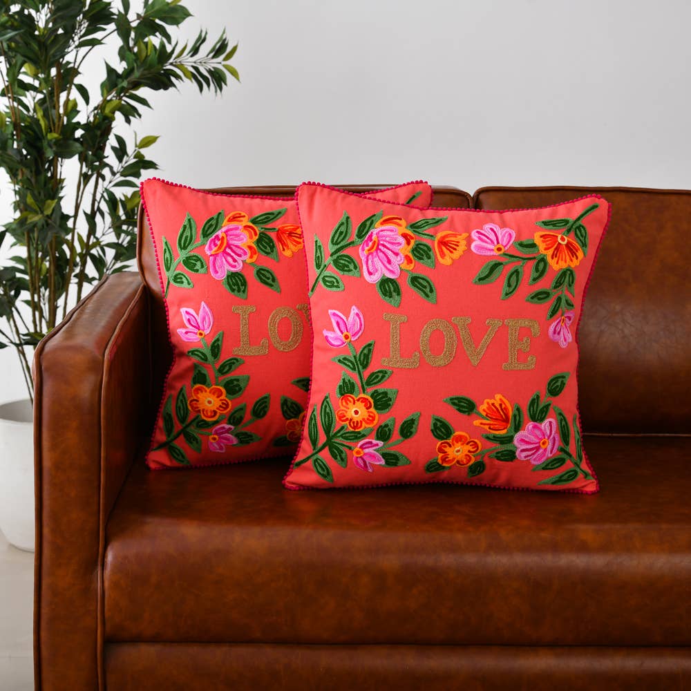 Embroidered Love Pillow